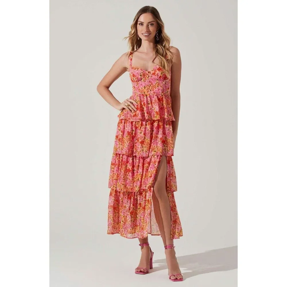 Free People ASTR THE LABEL Midsummer Floral Tiere Maxi Dress